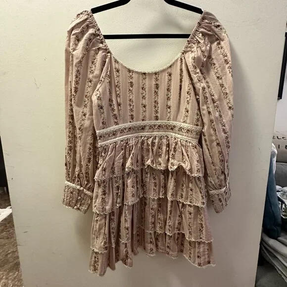 LoveShackFancy Astor Floral Mini Dress Cream Pink Size XS - Picture 5 of 5